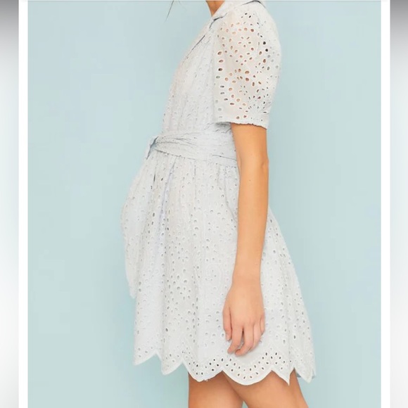 Main strip light blue dress lace eyelet Medium New with tags button down spring - Picture 3 of 15